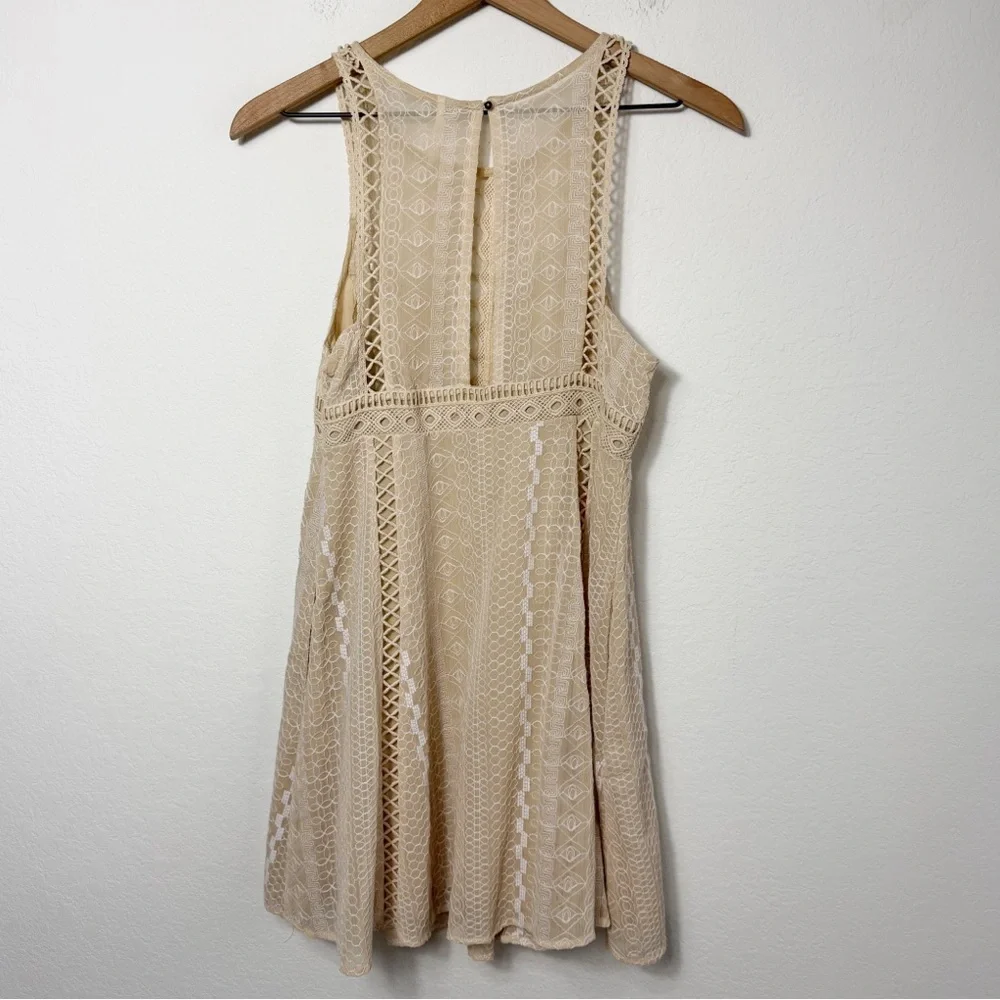 FREE PEOPLE WHEREVER YOU GO MINI IVORY WOMEN DRESS SIZE 4 PRE-OWNED - Picture 7 of 9